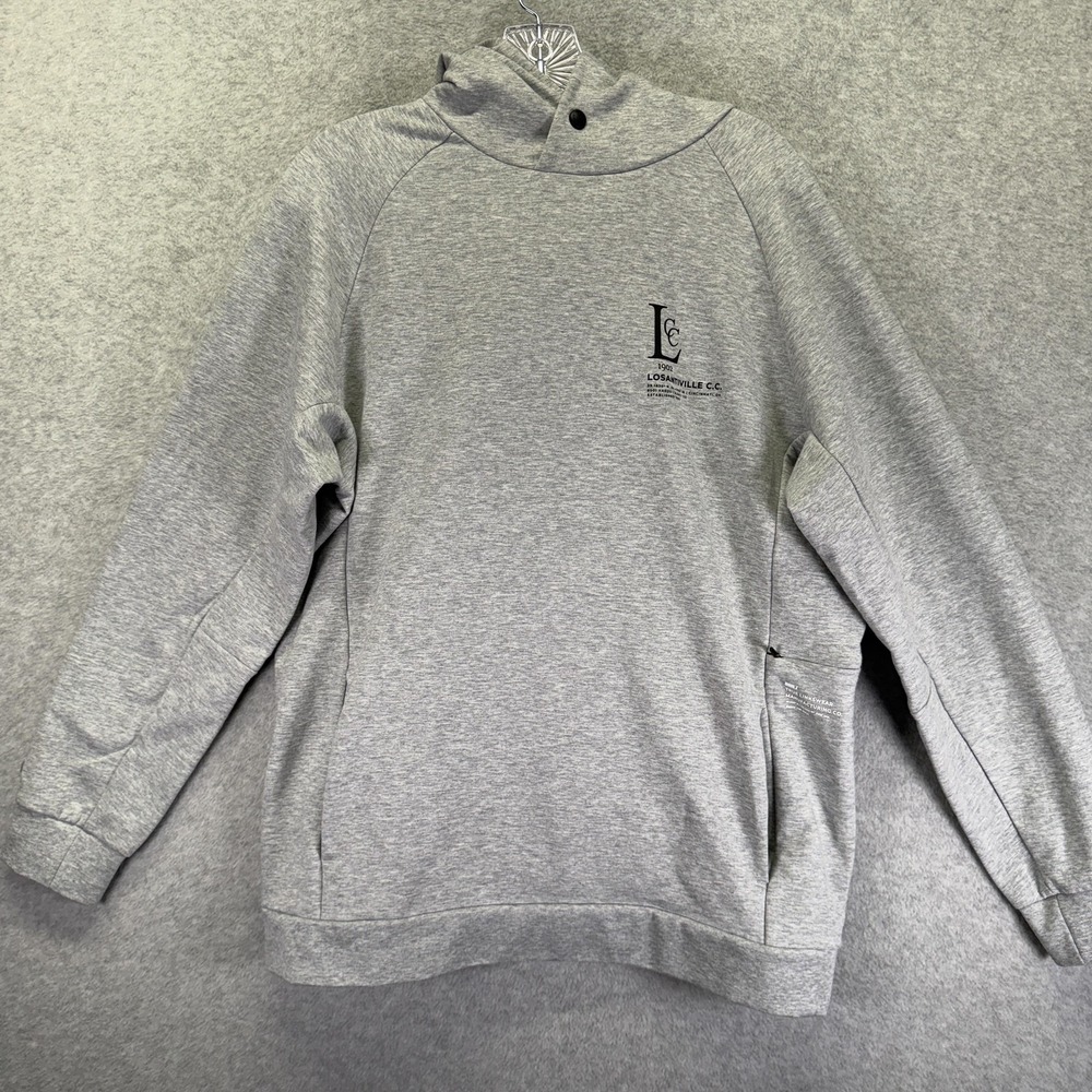 True Linkswear Hoodie Mens Medium Gray Losantiville CC Golf Fleece Pullover
